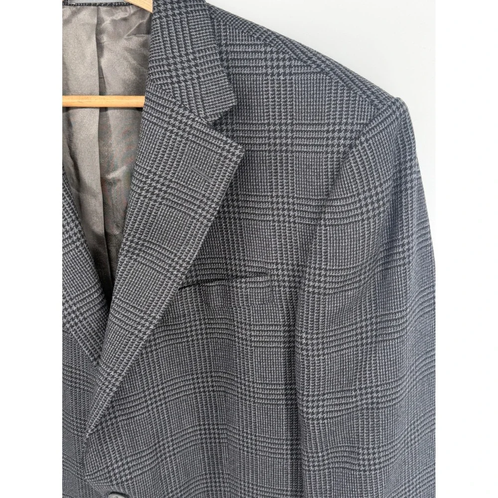Oscar de la Renta Men's 42R Glen Plaid Houndstooth Lambs Wool Blazer Jacket 0853